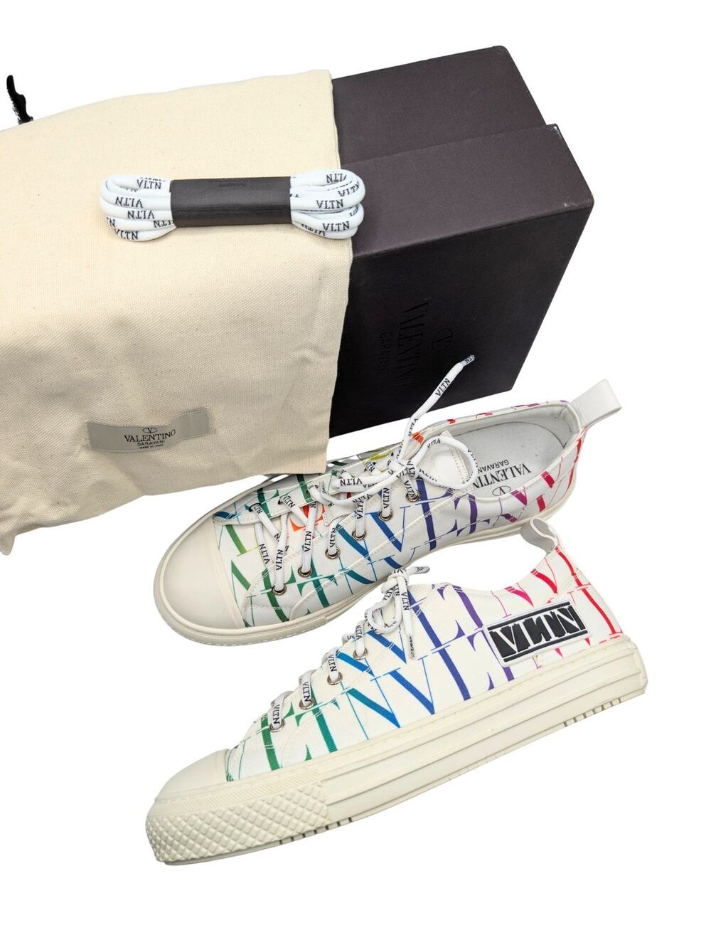 Valentino White Rainbow Giggies Multicolor VLTN Sneakers Men Size 43